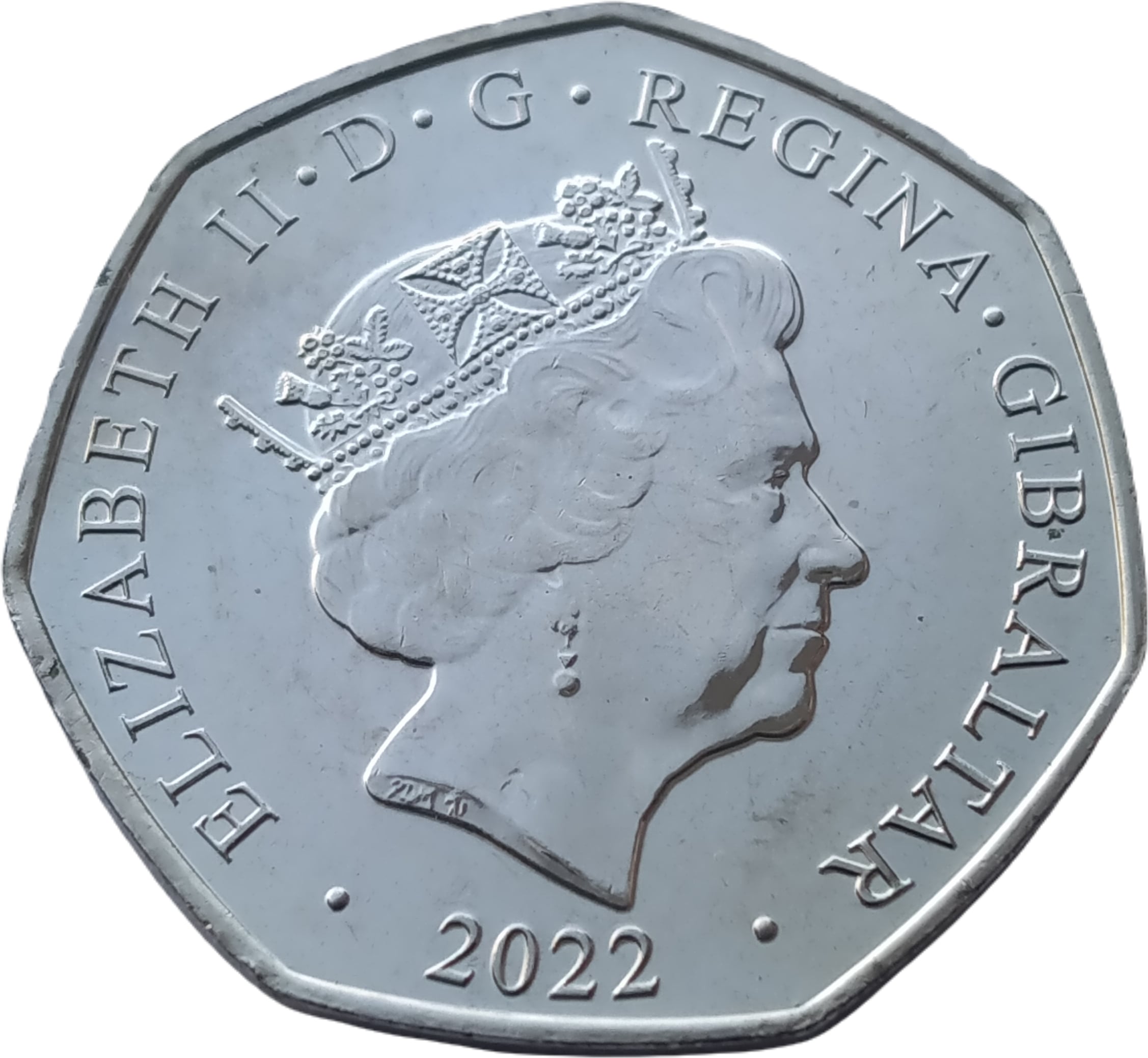 Gibraltar 50 Pence - Elizabeth II Posthumous; Christmas Colorized obverse