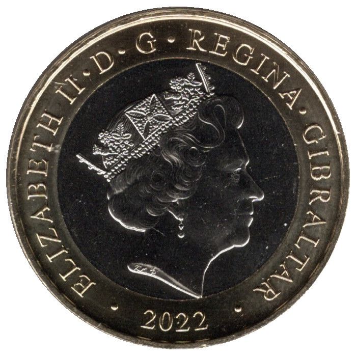 Gibraltar 2 Pounds - Elizabeth II Posthumous; Christmas; colourised obverse