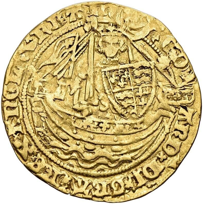 ½ Noble - Edward III Post-Treaty period; Calais obverse