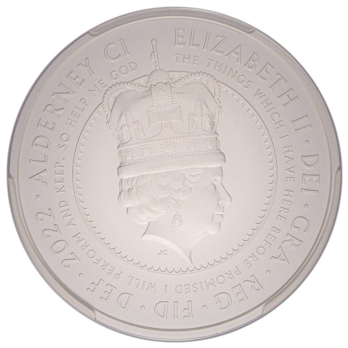 Alderney 100 Pounds - Elizabeth II Platinum Jubilee - Queen on throne obverse