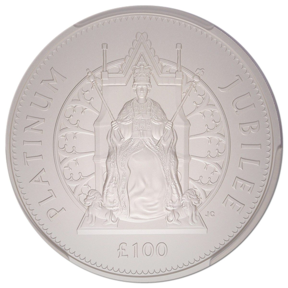 Alderney 100 Pounds - Elizabeth II Platinum Jubilee - Queen on throne