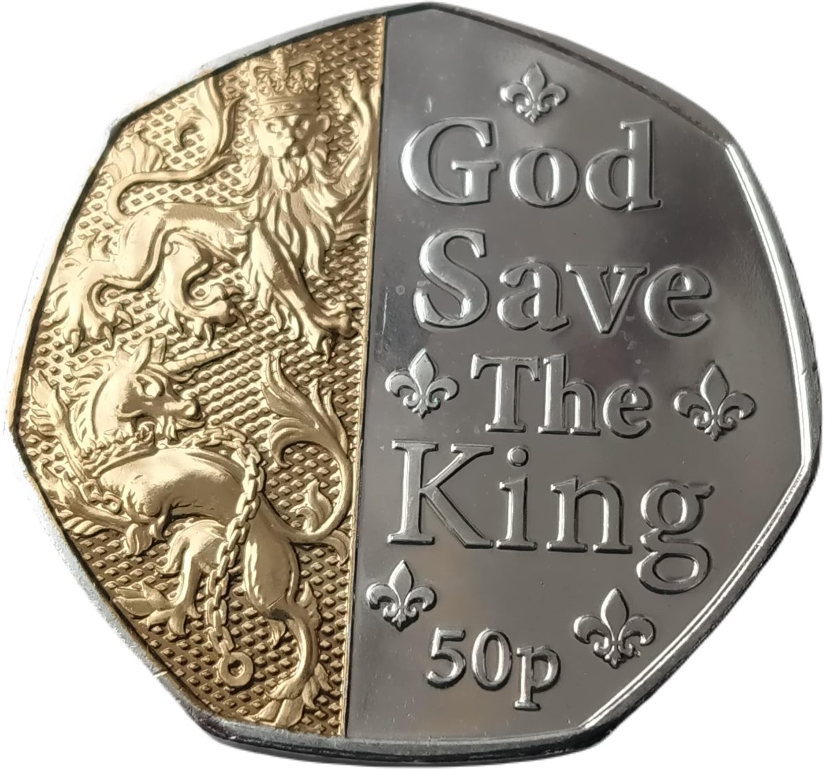 Isle of Man 50 Pence - Charles III Anthem - God Save the King; Ag-Au plated