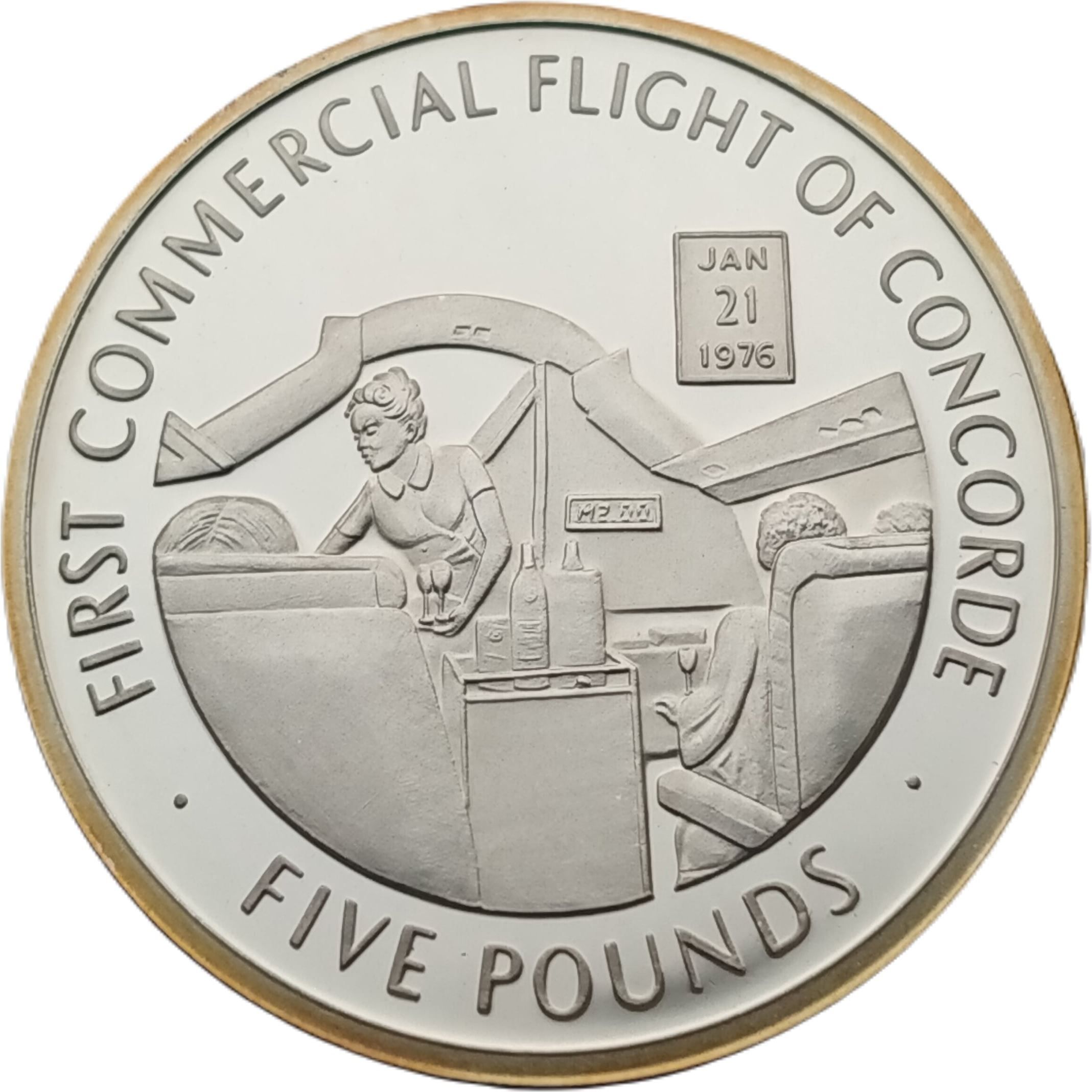 Gibraltar 5 Pounds - Elizabeth II Concorde's First Commercial Flight reverse