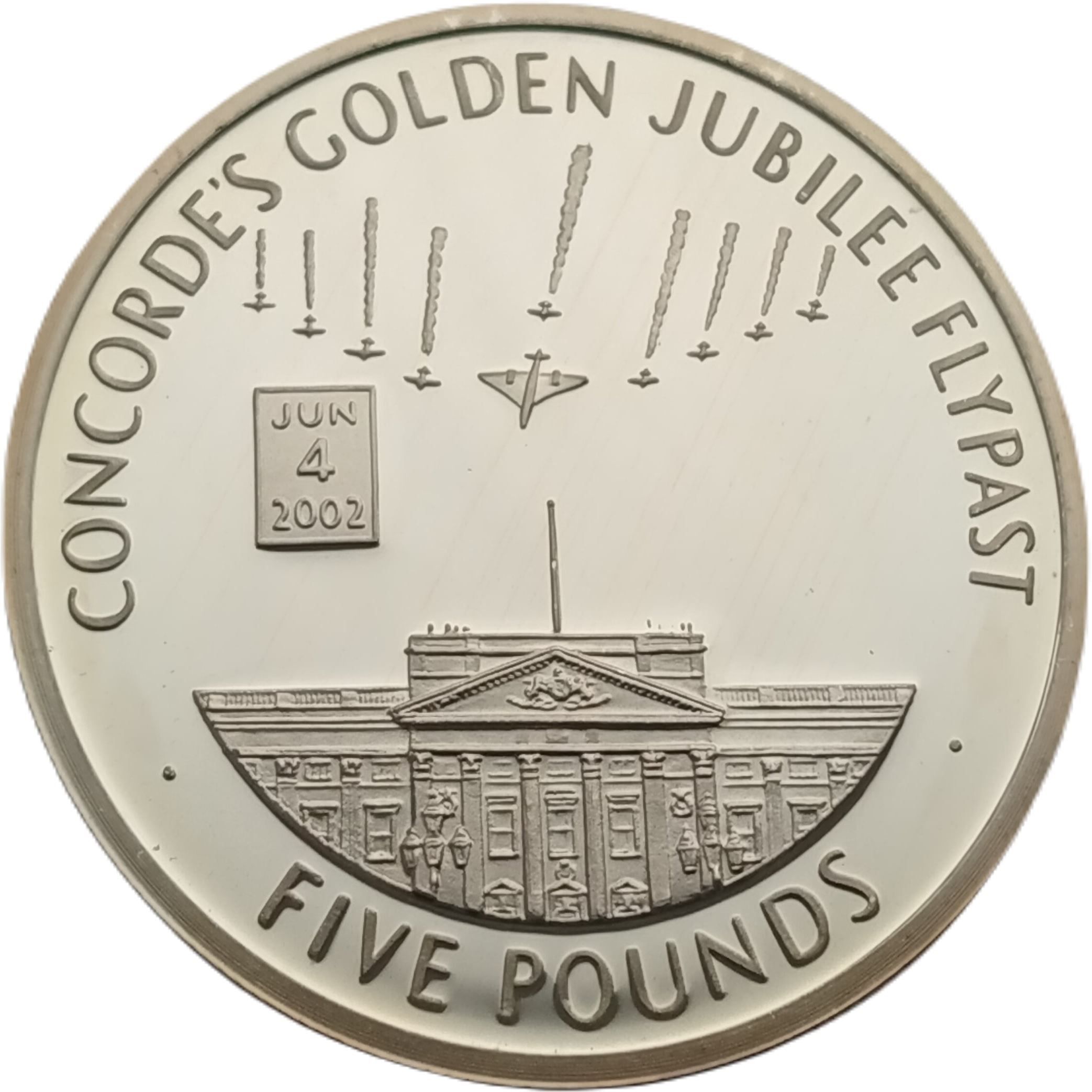 Gibraltar 5 Pounds - Elizabeth II Concorde's Golden Jubilee Flypast reverse