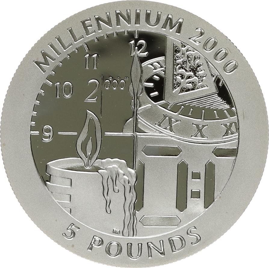 Gibraltar 5 Pounds - Elizabeth II Millennium; Silver Proof