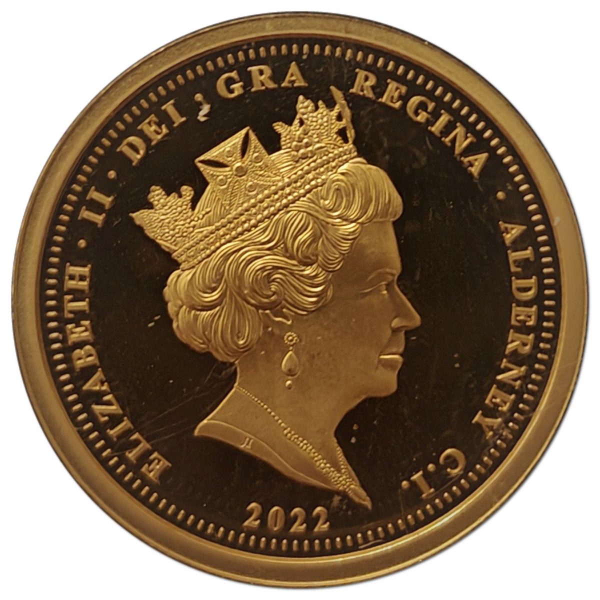 Alderney 1 Sovereign - Elizabeth II RNLI - Roy Barker I and Queen; Gold Proof obverse