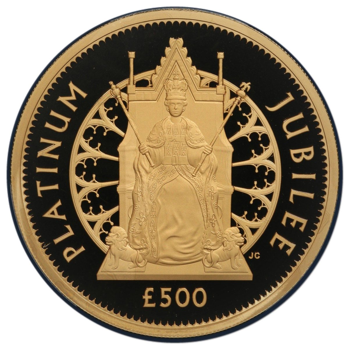 Alderney 500 Pounds - Elizabeth II Platinum Jubilee - Queen on throne