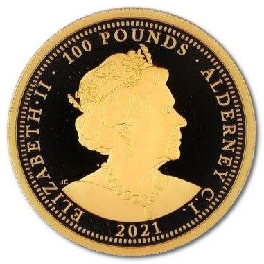 Alderney 100 Pounds - Elizabeth II 95th Birthday; Gold 1oz obverse