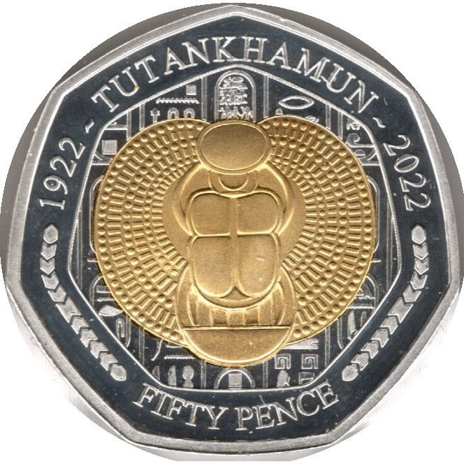 Isle of Man 50 Pence - Charles III Tutankhamun - Name Pendant; Silver Proof reverse