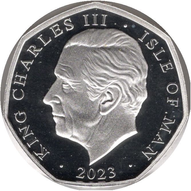 Isle of Man 50 Pence - Charles III Tutankhamun - Torso; Silver Proof obverse