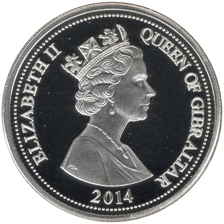 Gibraltar 5 Pounds - Elizabeth II Outbreak WWI - Sea obverse
