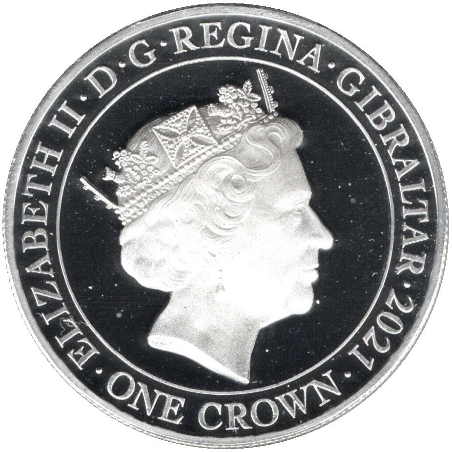Gibraltar 1 Crown - Elizabeth II Two Shillings; Silver Proof obverse