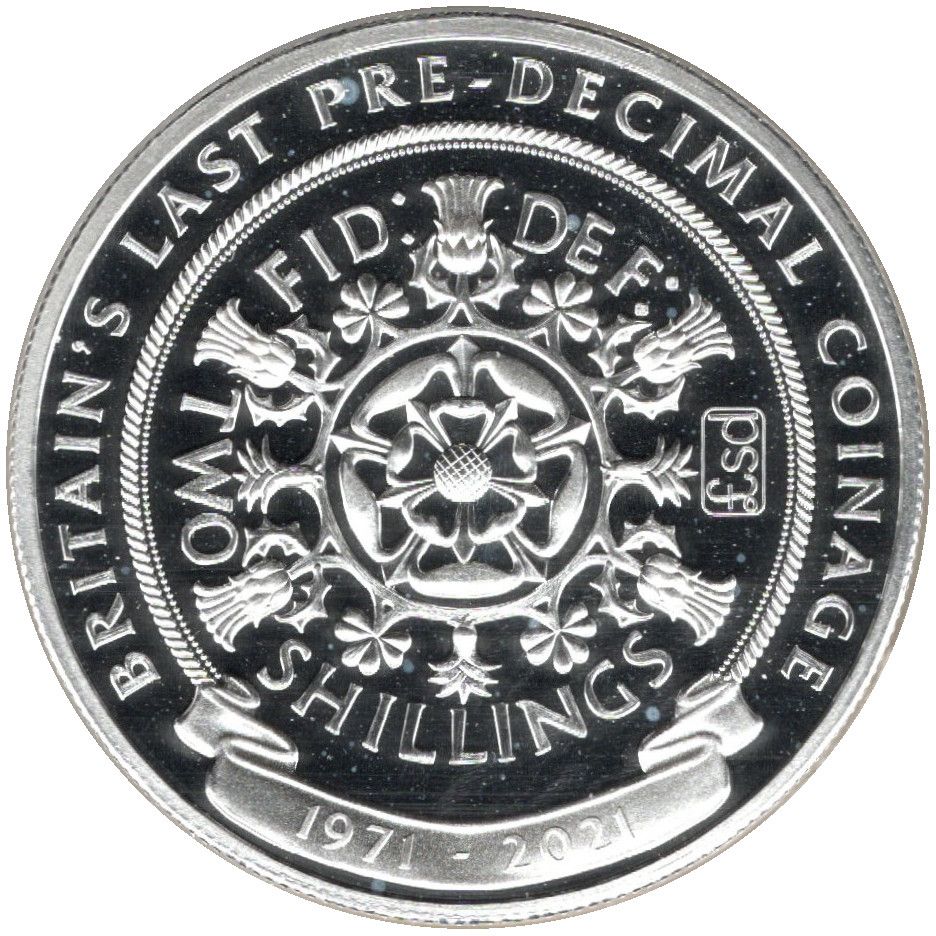 Gibraltar 1 Crown - Elizabeth II Two Shillings; Silver Proof reverse