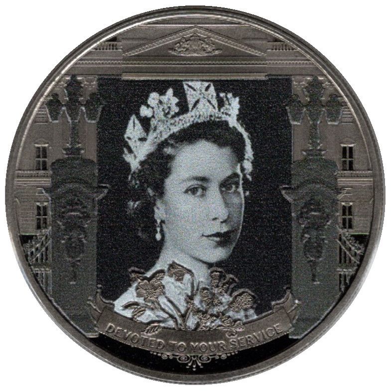 Gibraltar ½ Crown In the name of Elizabeth II; Devoted to Your Service; Black Gold Plated reverse