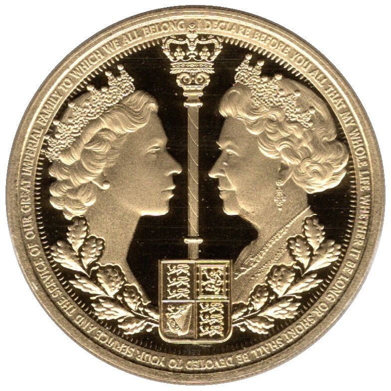 Gibraltar ½ Crown - Elizabeth II Platinum Jubilee; Gold Plated