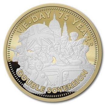 Alderney 2 Sovereigns - Elizabeth II VE Day