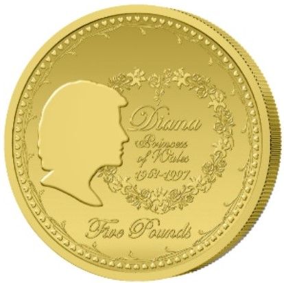 Alderney 5 Pounds - Elizabeth II Diana; Gold Proof