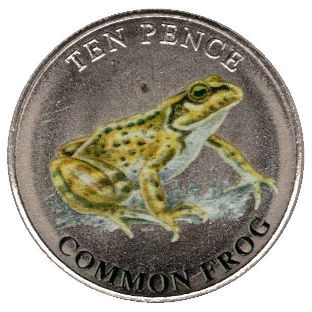 Guernsey 10 Pence - Elizabeth II Common Frog; Colourised