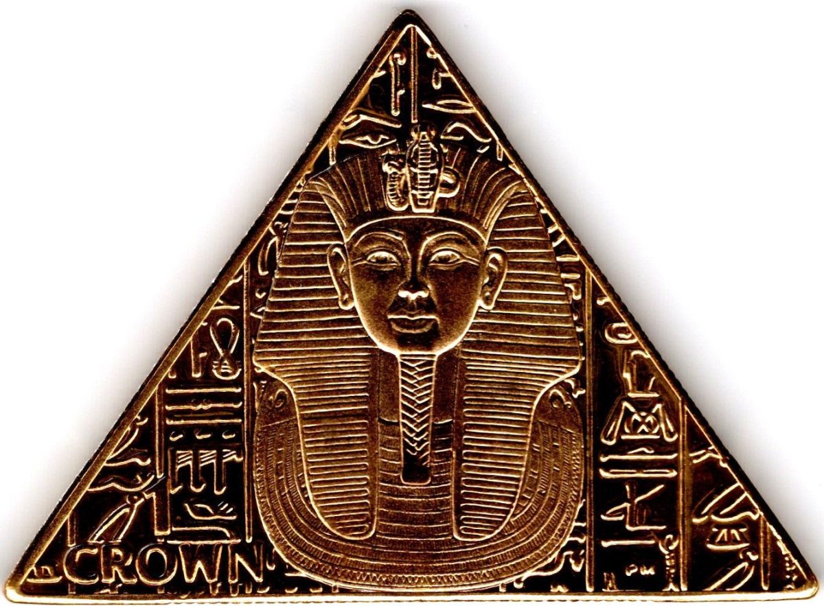 Isle of Man 1 Crown - Elizabeth II Tutankhamun - Death Mask; Gold Plated reverse