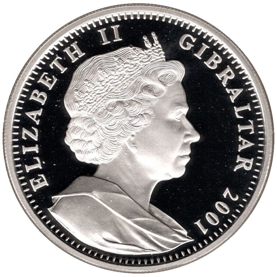 Gibraltar 1 Crown - Elizabeth II The Earth; Silver Proof with Zirconia obverse