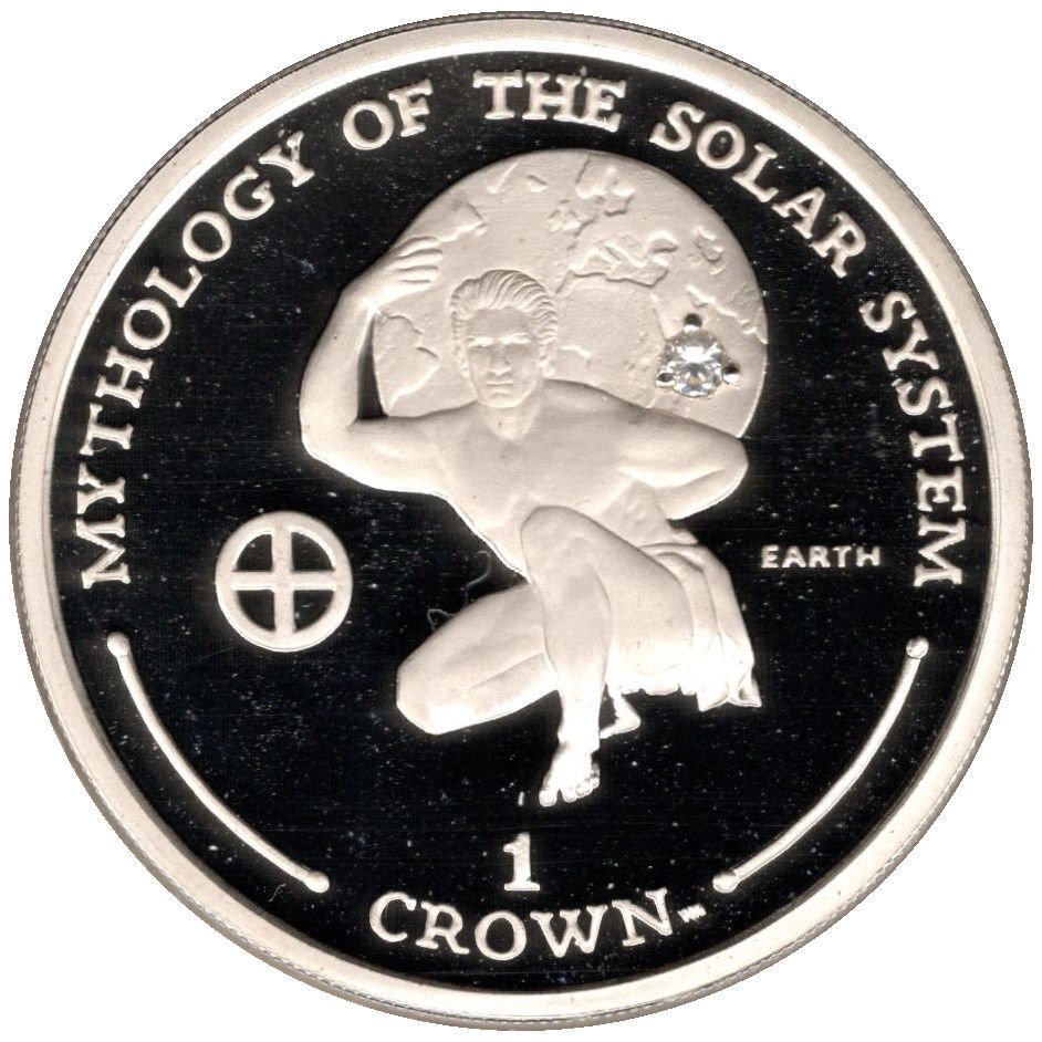 Gibraltar 1 Crown - Elizabeth II The Earth; Silver Proof with Zirconia reverse