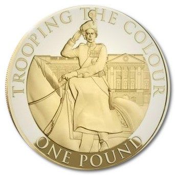 Jersey 1 Pound - Elizabeth II Trooping the Colour; Gold Proof