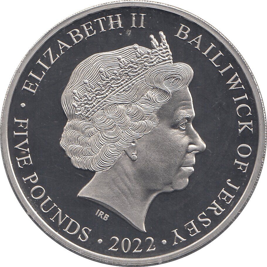 Jersey 5 Pounds - Elizabeth II King Henry V obverse