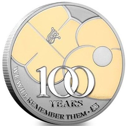 Jersey 5 Pounds - Elizabeth II Remembrance Poppy; Silver Proof