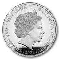 Jersey 5 Pounds - Elizabeth II Robert Walpole; Silver Proof obverse