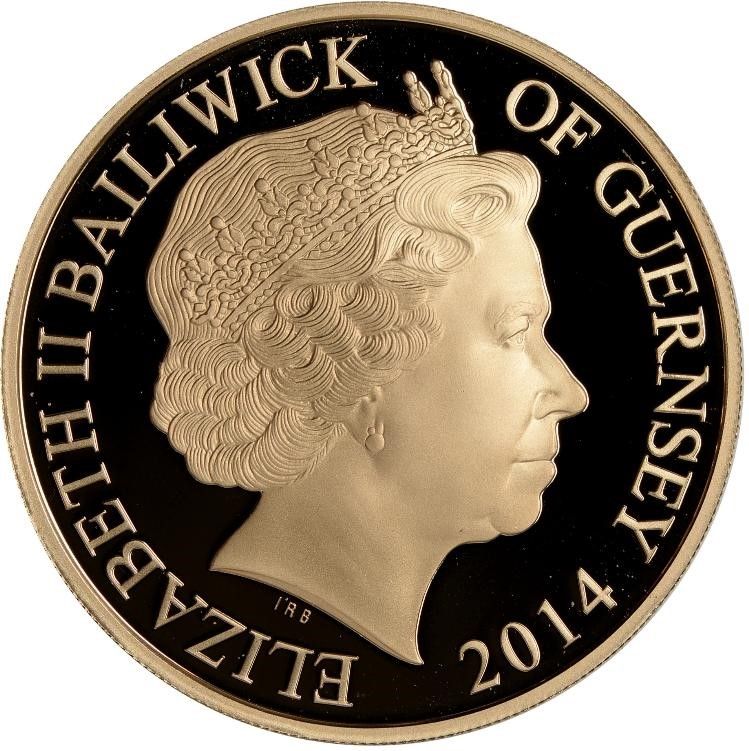 Guernsey 5 Pounds - Elizabeth II Great War; Gold Proof obverse