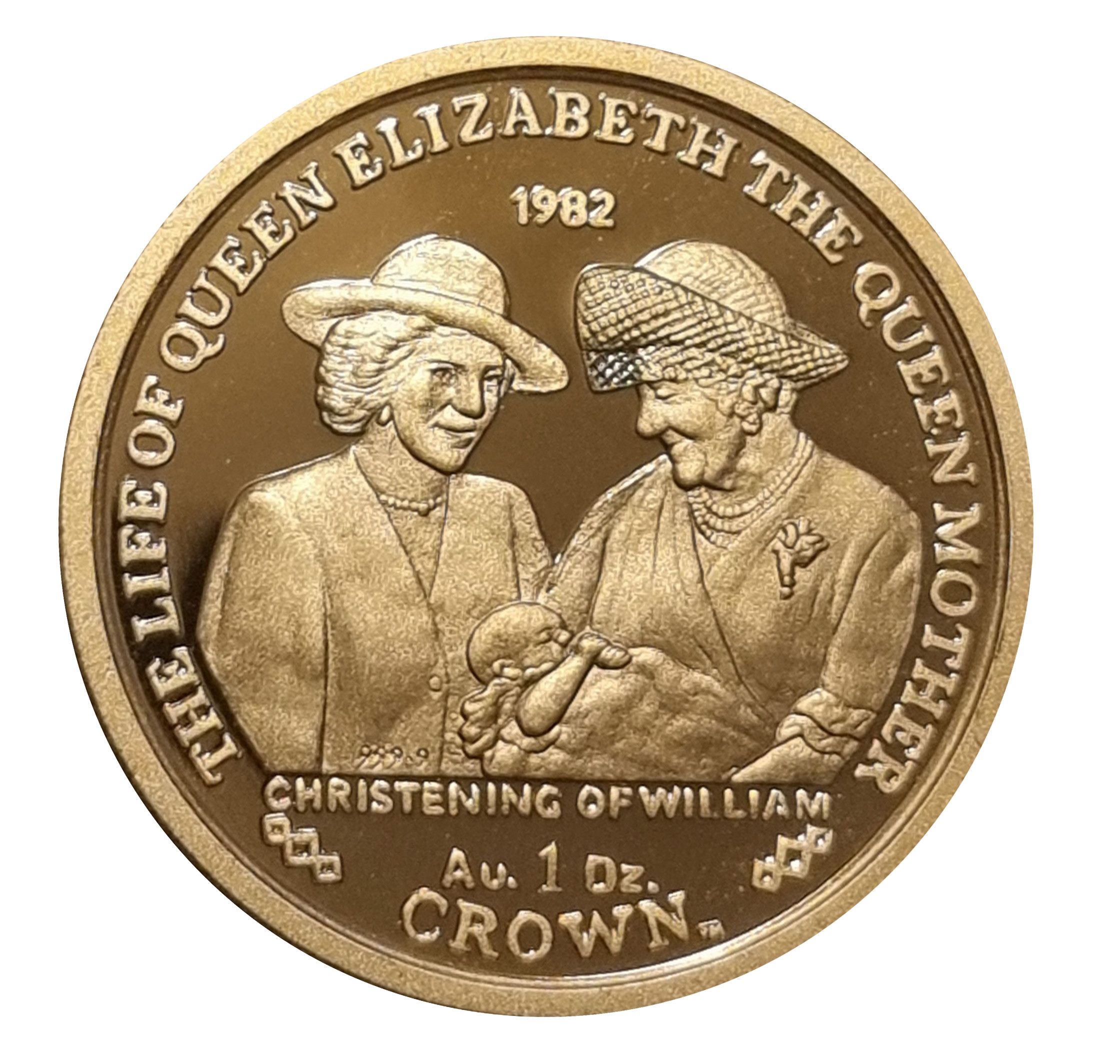 Gibraltar 1 Crown - Elizabeth II Christening of William; Gold Proof