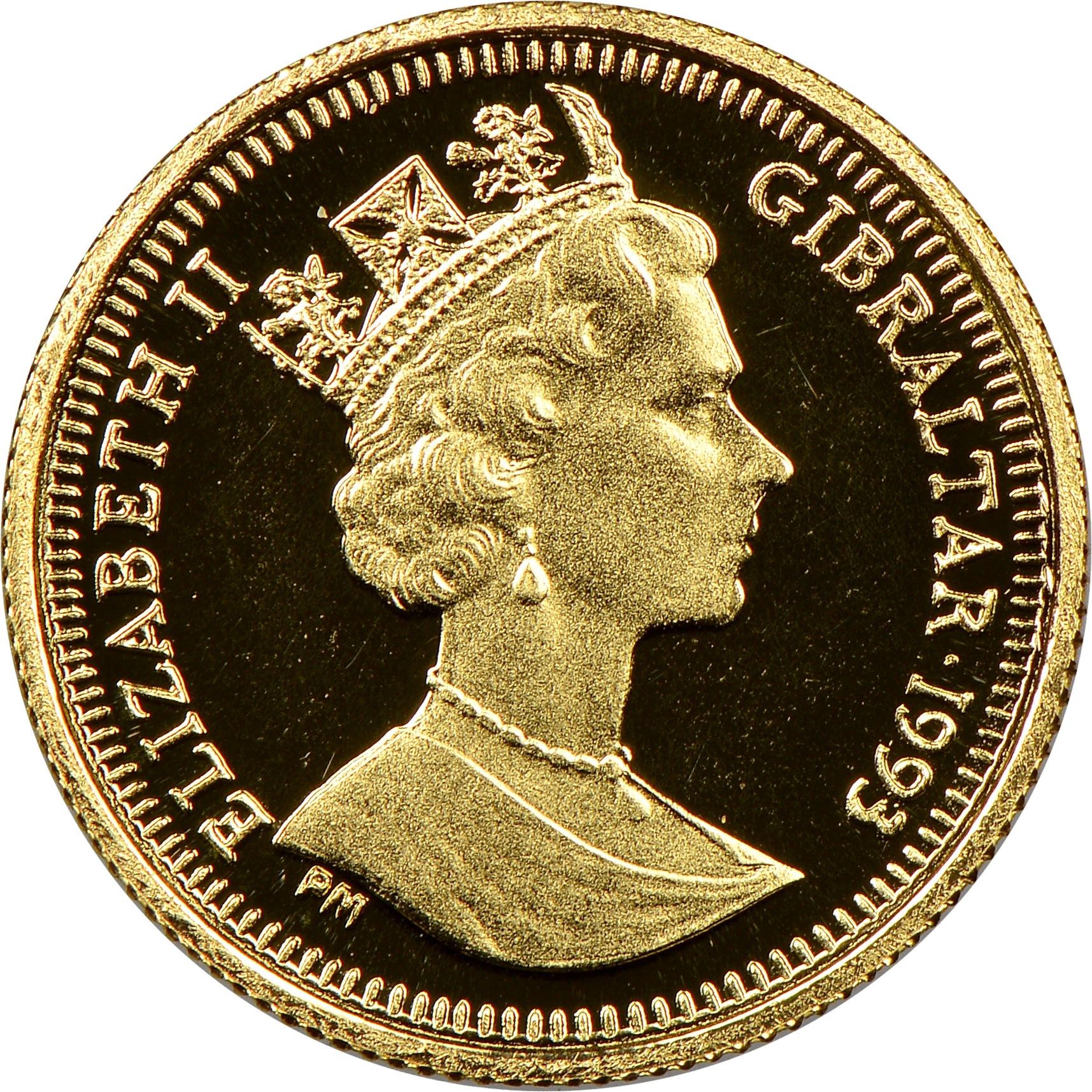 Gibraltar 1/25 Crown - Elizabeth II Japanese Royal Wedding - Peacocks in profil obverse