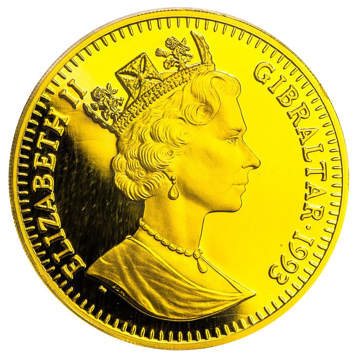 Gibraltar 2 Crowns - Elizabeth II Japanese Royal Wedding - Peacocks in profil obverse