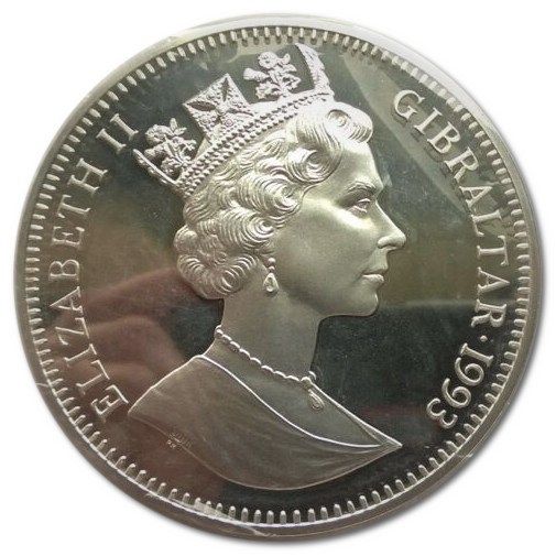 Gibraltar 10 Crowns - Elizabeth II Japanese Royal Wedding - Peacocks in profil obverse