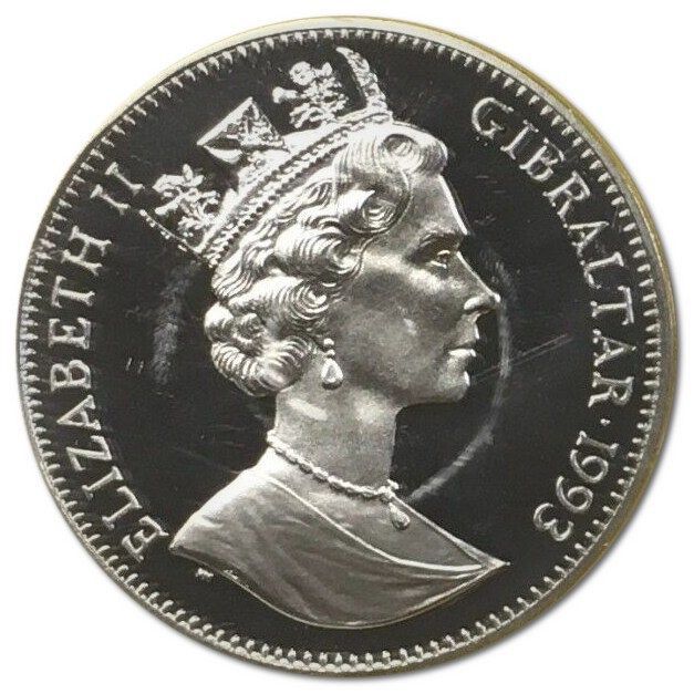 Gibraltar 1 Crown - Elizabeth II Skaters; Silver Proof obverse