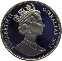 Gibraltar 1 Crown - Elizabeth II Ice Hockey; Silver Proof obverse