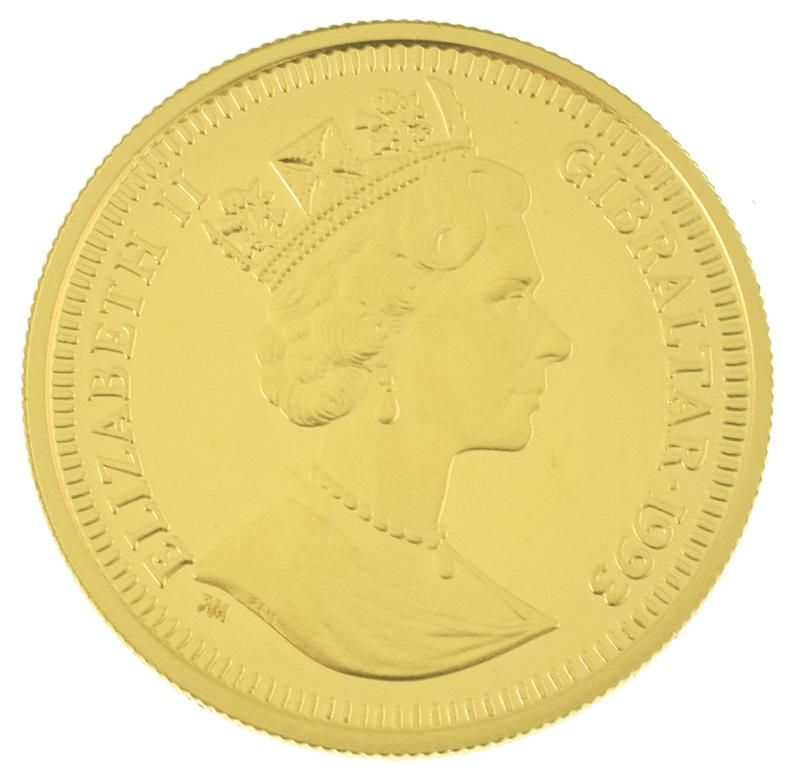 Gibraltar ⅕ Crown - Elizabeth II Bobsledding obverse