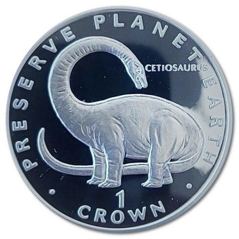 Gibraltar 1 Crown - Elizabeth II Cetiosaurus; Silver Proof