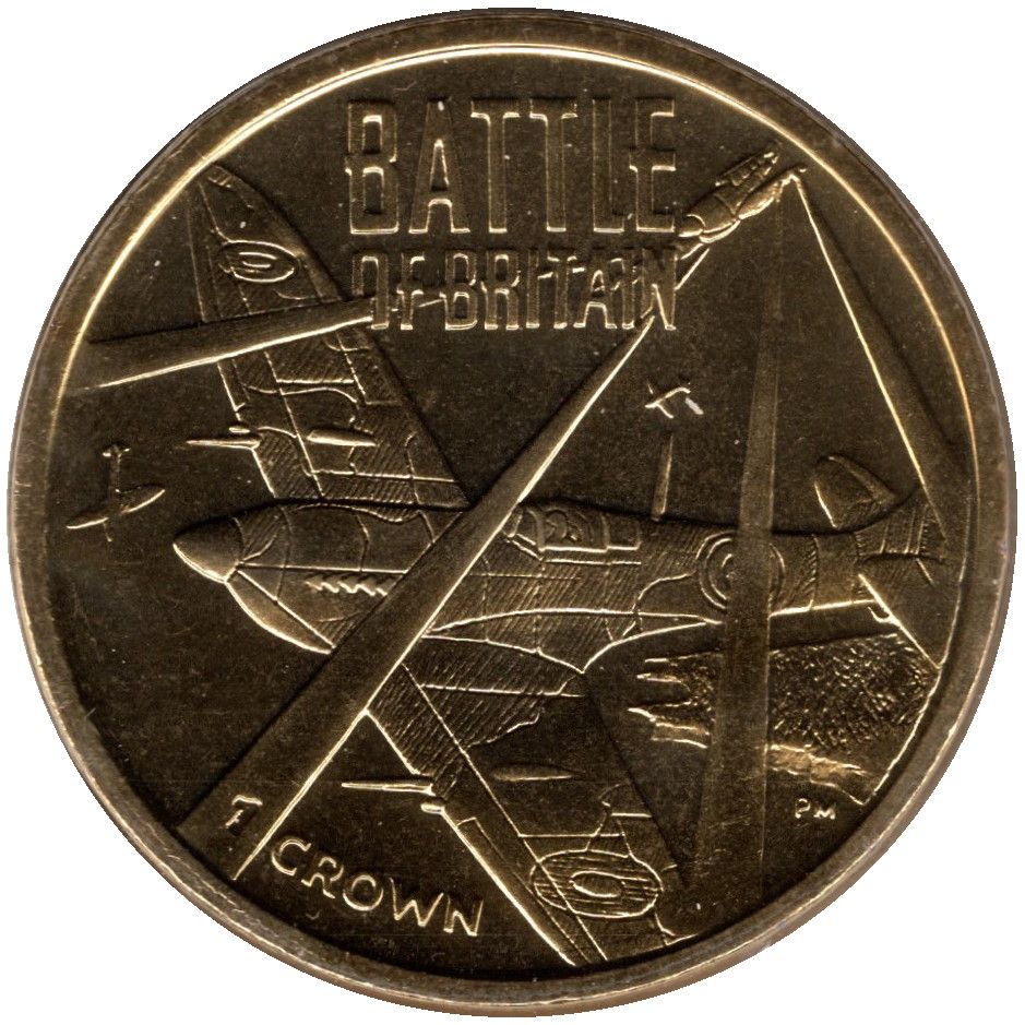Isle of Man 1 Crown - Elizabeth II Battle of Britain; Gold Plated