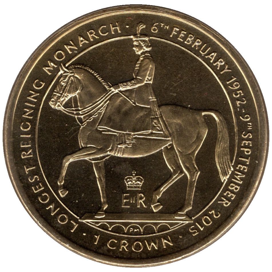 Isle of Man 1 Crown - Elizabeth II Longest reigning monarch; Gold Plated
