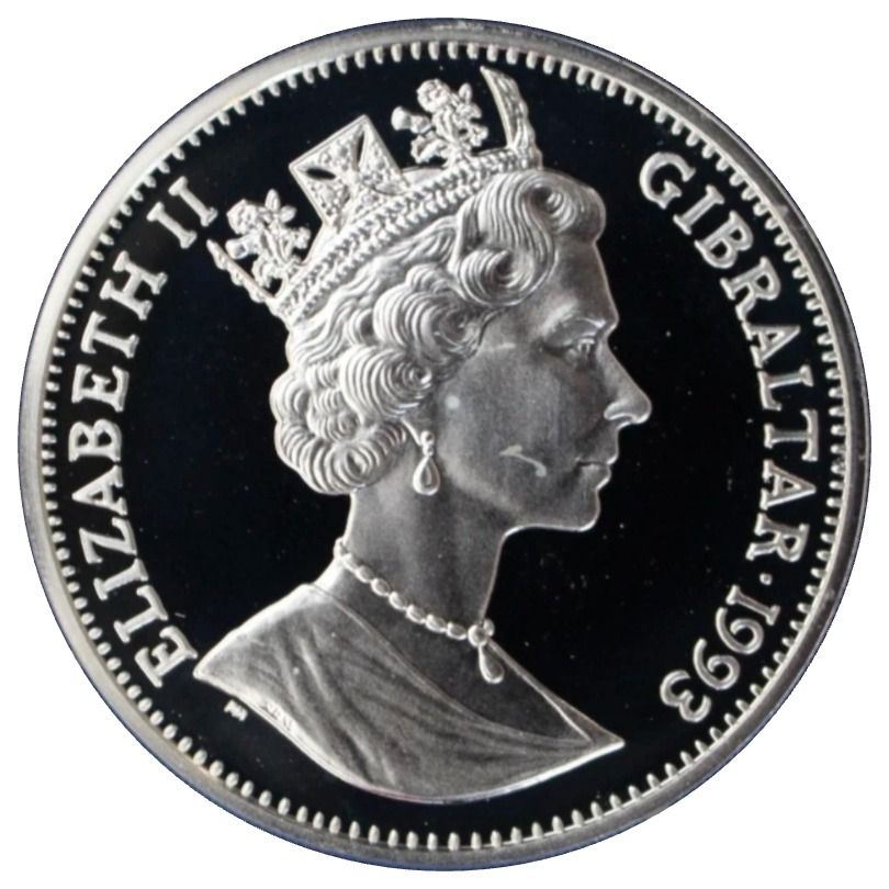 Gibraltar 1 Crown - Elizabeth II Peter Rabbit-100 years; Silver Proof obverse