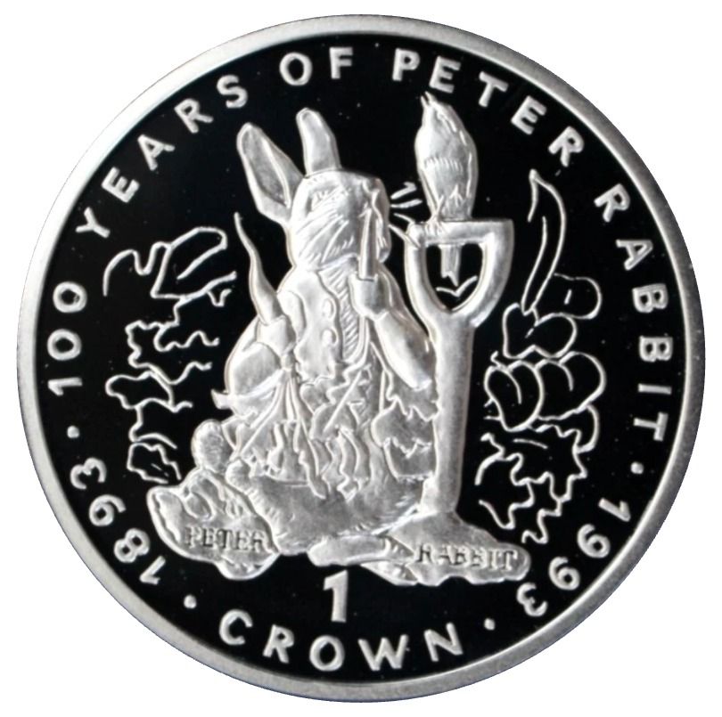 Gibraltar 1 Crown - Elizabeth II Peter Rabbit-100 years; Silver Proof reverse