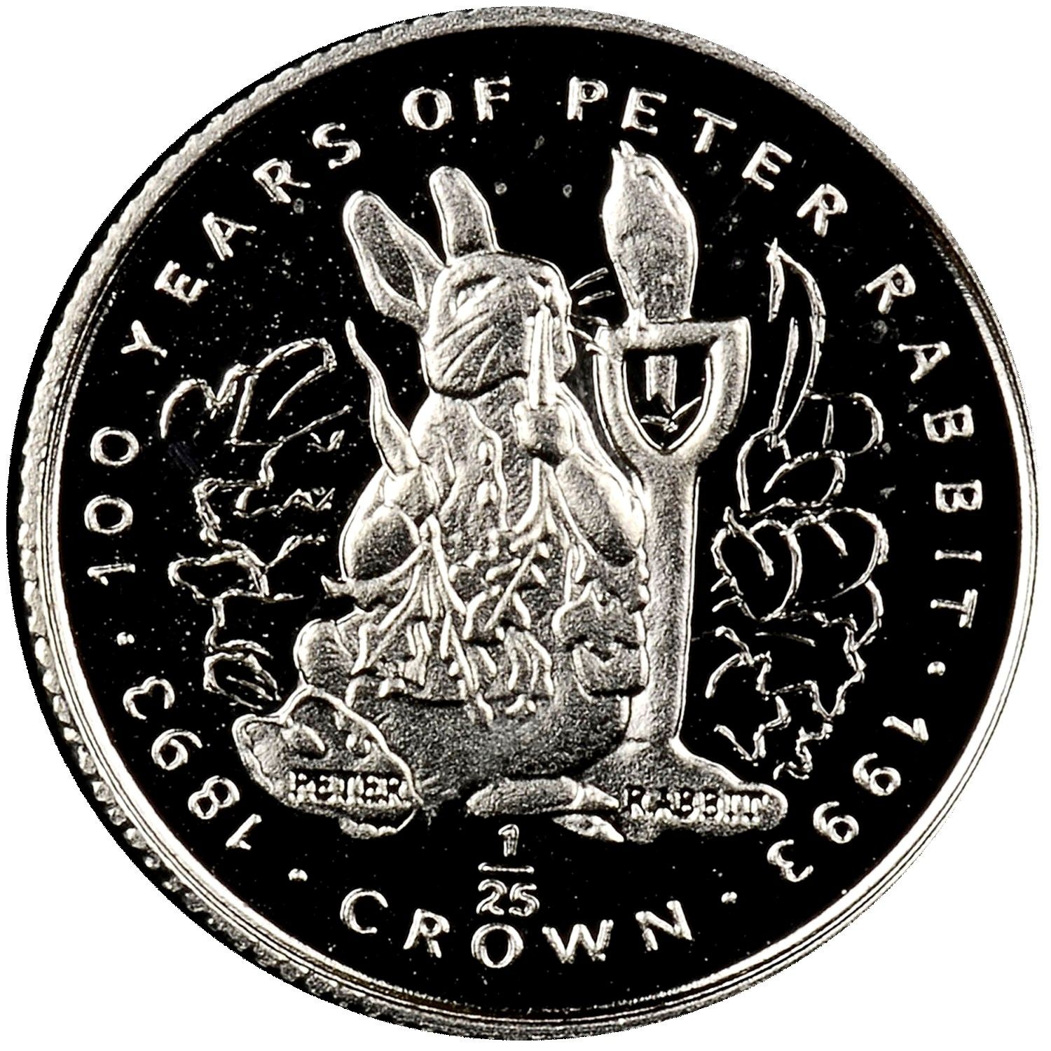 Gibraltar 1/25 Crown - Elizabeth II Peter Rabbit-100 years; Platinum Proof