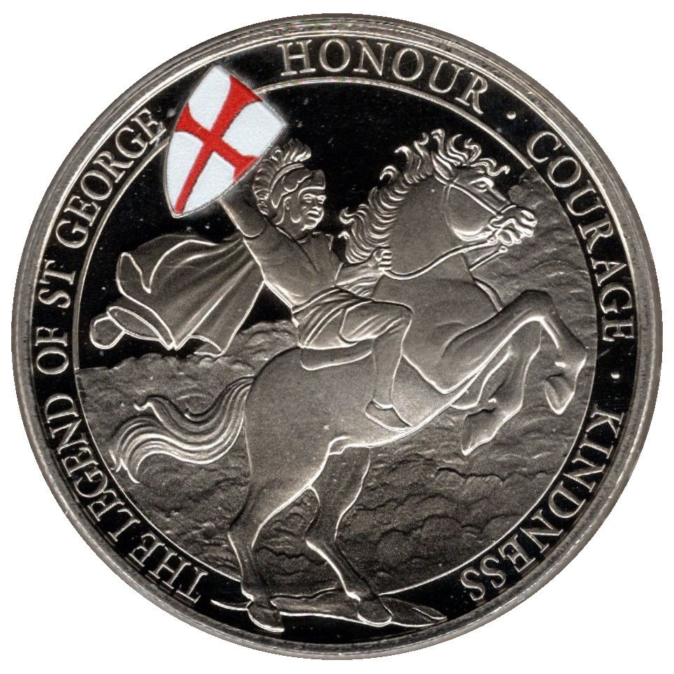 Gibraltar 5 Pounds - Elizabeth II The Legend of Saint George; Colourised reverse