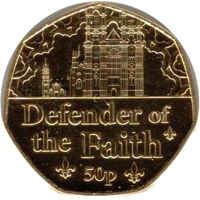 Guernsey 50 Pence - Elizabeth II Defender of the Faith; Gold Plated