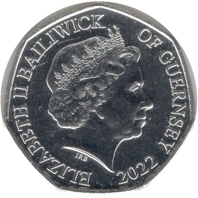 Guernsey 50 Pence - Elizabeth II Sovereign of the United Kingdom; Silver and Gold Plated obverse