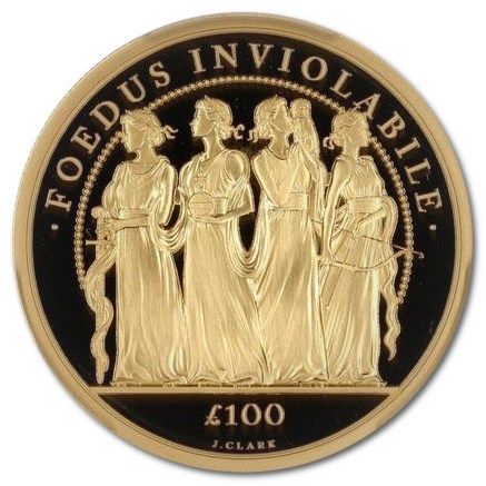 Alderney 100 Pounds - Elizabeth II Platinum Jubilee - Four Graces