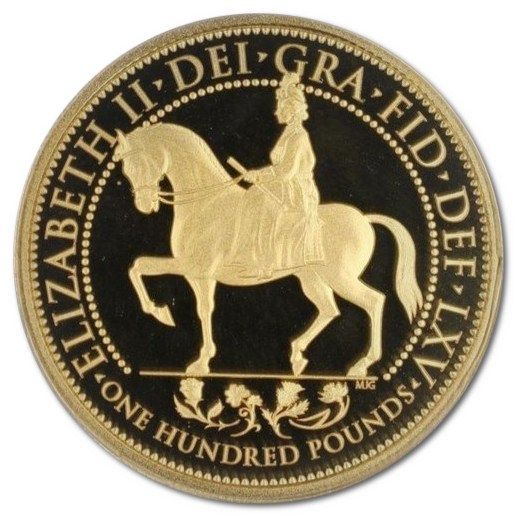 Alderney 100 Pounds - Elizabeth II Sapphire Jubilee - On Horseback