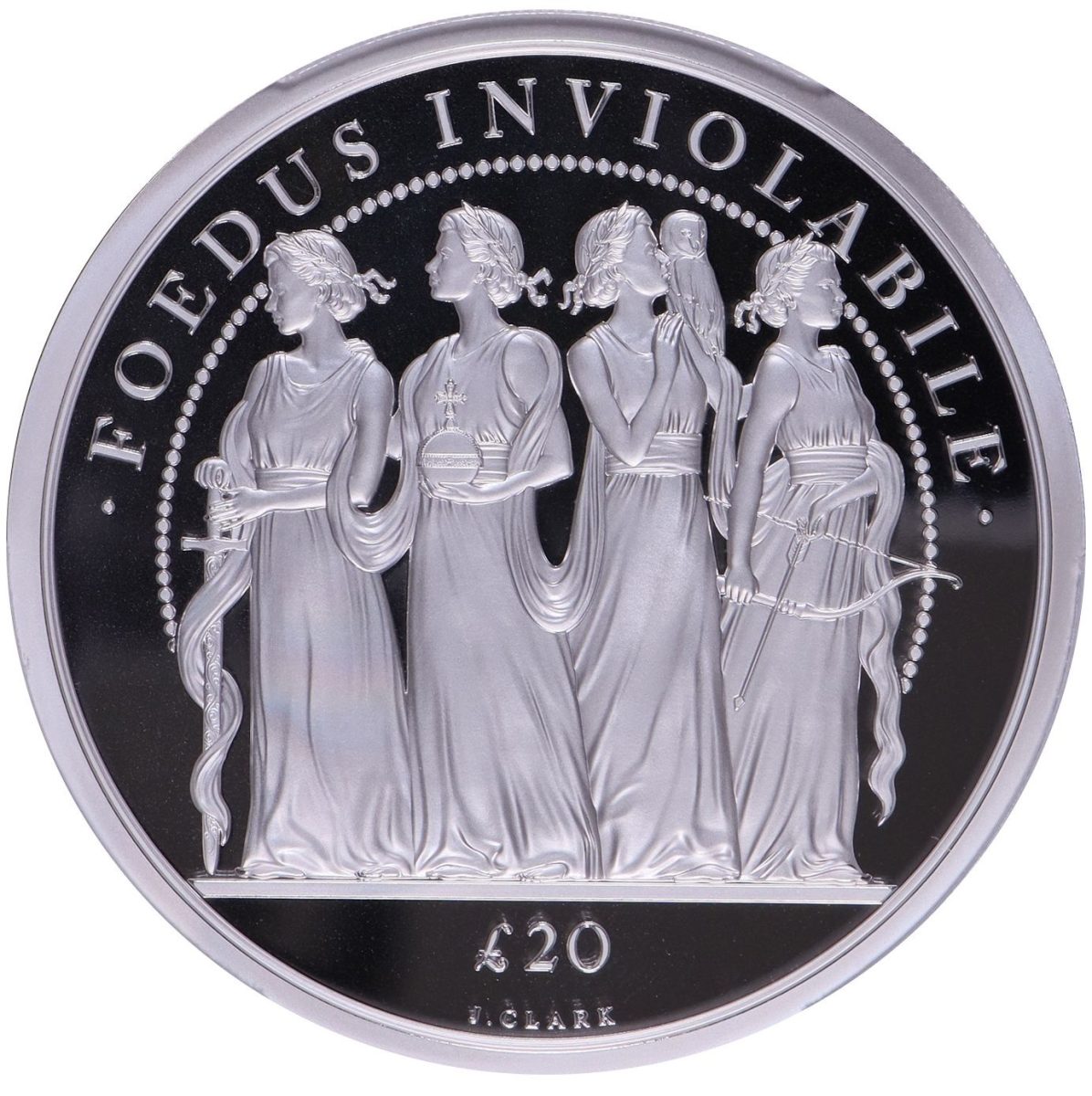 Alderney 20 Pounds - Elizabeth II Platinum Jubilee - Four Graces