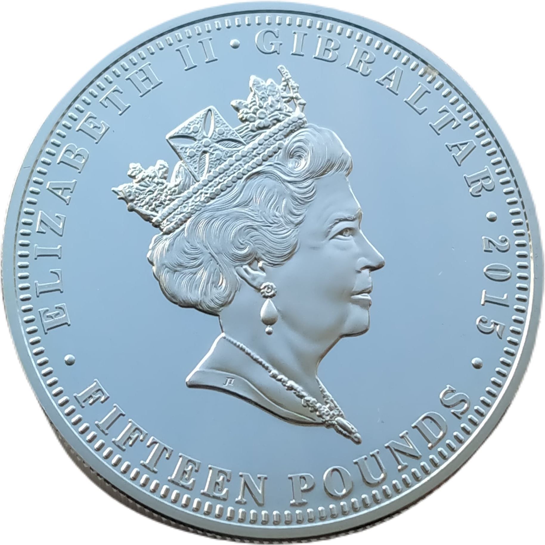 Gibraltar 15 Pounds - Elizabeth II The Evacuation of the Gibraltarians obverse